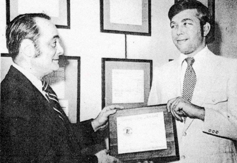 Jack Opler receiving a Lions Club award in the Shoals, 1970s